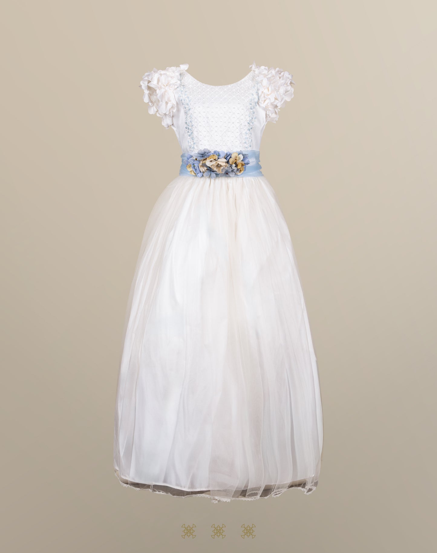 Vestido juvenil hueso / azul C3-012