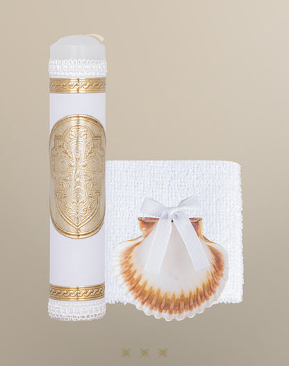 Set de vela bautizo con cofre dorado C7-008