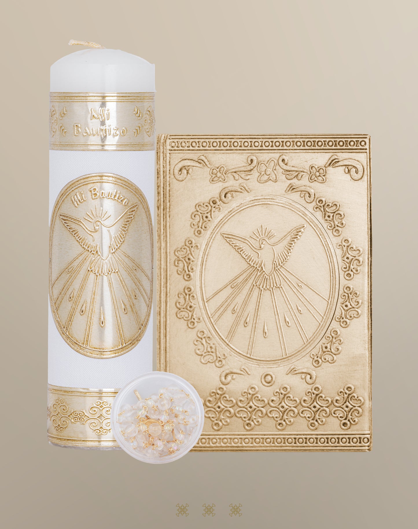 Set de vela primera comunión dorado con cofre C7-014