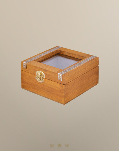 Cofre de lazo de boda dorado C7-015