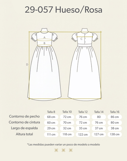 Vestido de Primera comunión hueso/palo de rosa 29-057