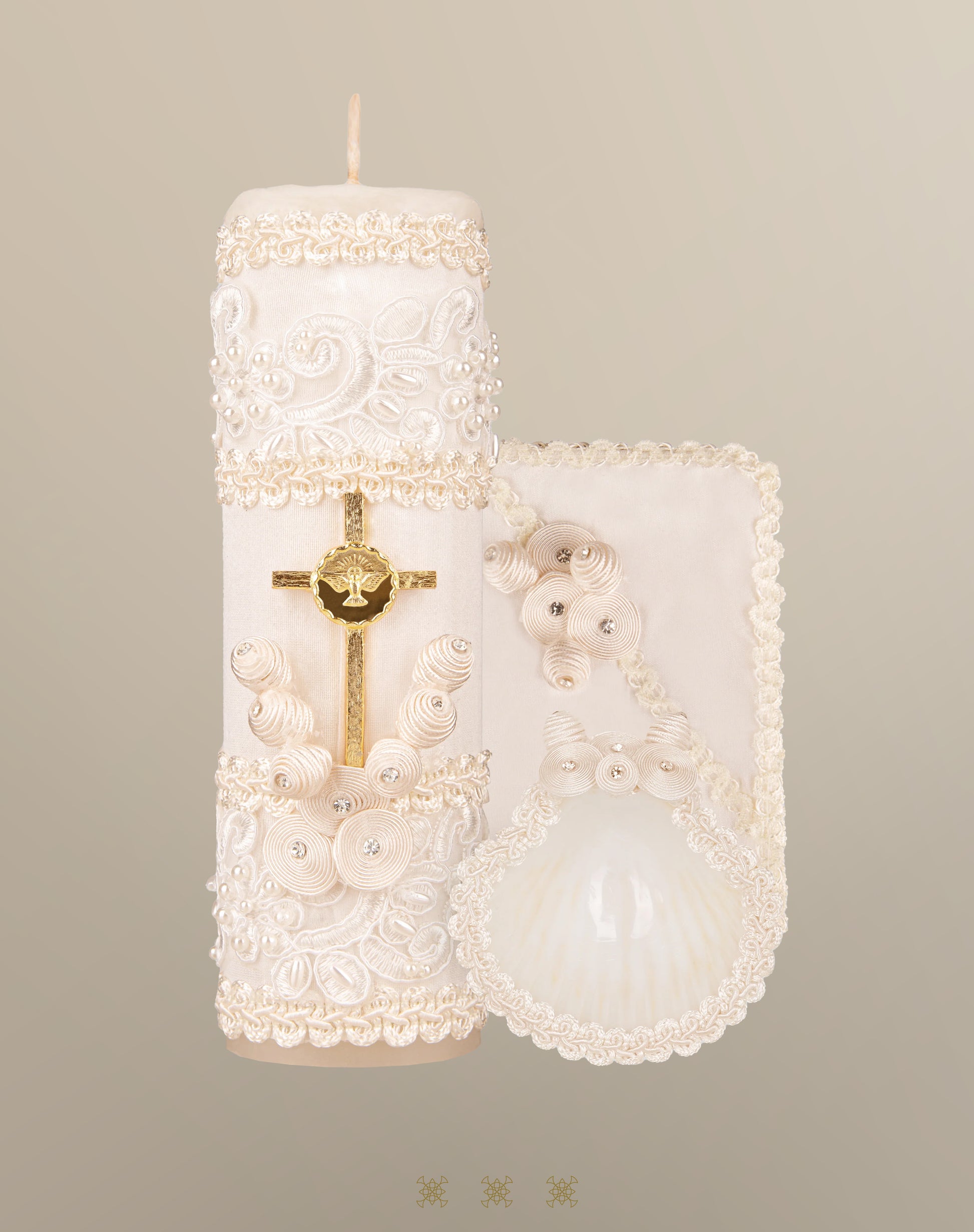 Set de vela bautizo 05-016 HUESO